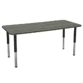 30 x 72 Rectangle La Madera Activity Table with Adjustable Super Legs Gray Wood Black by Factory Direct Partners