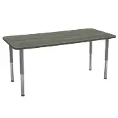 30 x 72 Rectangle La Madera Activity Table with Adjustable Super Legs Gray Wood Silver by Factory Direct Partners