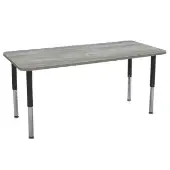 30 x 72 Rectangle La Madera Activity Table with Adjustable Super Legs Light Gray Wood Black by Factory Direct Partners