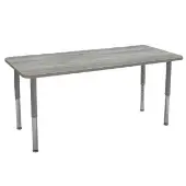 30 x 72 Rectangle La Madera Activity Table with Adjustable Super Legs Light Gray Wood Silver by Factory Direct Partners