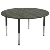 48 Round La Madera Activity Table with Adjustable Super Legs Gray Wood Black by Factory Direct Partners
