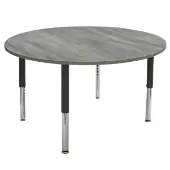 48 Round La Madera Activity Table with Adjustable Super Legs Light Gray Wood Black by Factory Direct Partners