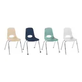 16 Stack Chair with Ball Glides 4 Piece Light Gray Navy Sand Seafoam by Factory Direct Partners