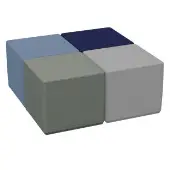 Adult Soft Scape 18 Square Ottoman 16 Height 4 Piece Navy Powder Blue by Factory Direct Partners
