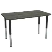 24 x 48 Rectangle La Madera Activity Table with Adjustable Super Legs Gray Wood Black by Factory Direct Partners
