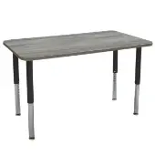24 x 48 Rectangle La Madera Activity Table with Adjustable Super Legs Light Gray Wood Black by Factory Direct Partners