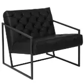 HERCULES Madison Series Leather Soft Tufted Lounge Chair Color Black by Really Good Stuff LLC