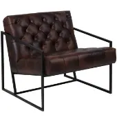 HERCULES Madison Series Leather Soft Tufted Lounge Chair Color Brown by Really Good Stuff LLC