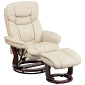 Allie Recliner Chair with Ottoman Beige Leather Soft Swivel Recliner Chair with Ottoman Footrest by Really Good Stuff LLC