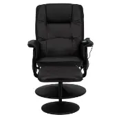 Cason Massaging Adjustable Recliner with Deep Side Pockets and Ottoman with Wrapped Base in Black Leather Soft by Really Good Stuff LLC