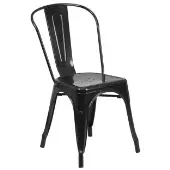 Perry Commercial Grade Metal Indoor Outdoor Stackable Chair Color Black by Really Good Stuff LLC