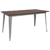 Kenneth 3025 x 60 Rectangular Metal Indoor Table with Walnut Rustic Wood Top Color Oak by Really Good Stuff LLC