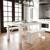HERCULES Series 60 x 38 Rectangular Antique Rustic Solid Pine Farm Table Color White by Really Good Stuff LLC