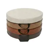 Soft Scape 15 Round Floor Cushions 4 Piece Distressed Assorted by Factory Direct Partners