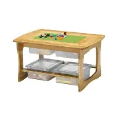 Bamboo Sensory and Construction Bricks Table with clear tubs by Copernicus Educational Products