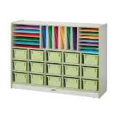 Rainbow Accents Sectional Cubbie Tray Mobile Unit with Trays Color Lime Green by Jonti Craft