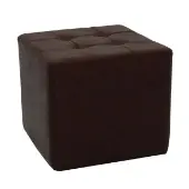 Tufted Square Ottoman 16 Height Distressed Leather Color Brown by Factory Direct Partners
