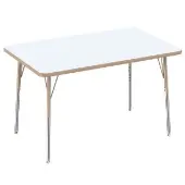 30 x 48 Rectangle Dry Erase Activity Table with Adjustable Standard Swivel Glide Legs White Maple by Factory Direct Partners