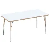 30 x 60 Rectangle Dry Erase Activity Table with Adjustable Standard Swivel Glide Legs White Maple by Factory Direct Partners