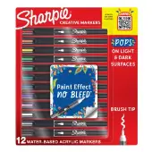 Creative Markers Water Based Acrylic Markers Brush Tip Assorted Colors 12 Count by Sharpie