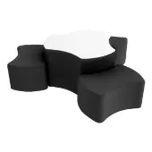Pro Series 4 Piece Ottoman and Dry Erase Table Set 12 Height Color Black by Factory Direct Partners