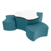 Pro Series 4 Piece Ottoman and Dry Erase Table Set 12 Height Color Teal by Factory Direct Partners