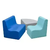 Happy Hangout Medium Contour Seating Set of 3 Classroom and Playroom Soft Seating Color Aqua by Children s Factory