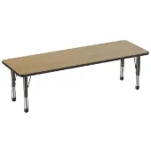 24 x 72 Rectangle T Molding Activity Table with Adjustable Chunky Legs Pasadena Oak Black by Factory Direct Partners