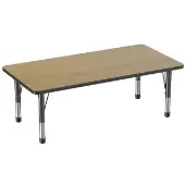 30 x 60 Rectangle T Molding Activity Table with Adjustable Chunky Legs Pasadena Oak Black by Factory Direct Partners