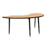 Adapte 36 x 72 Half Moon Thermofused Activity Table with Adjustable Tapered Legs Color Maple Top with Black Edge by Factory Direct Partners