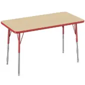 24 x 48 Rectangle Activity Table with Standard Legs Color Red by Factory Direct Partners