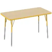 24 x 48 Rectangle Activity Table with Standard Legs Color Yellow by Factory Direct Partners