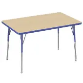 30 x 48 Rectangle T Molding Activity Table with Adjustable Standard Swivel Glide Legs Color Blue by Factory Direct Partners