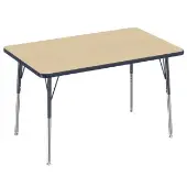30 x 48 Rectangle T Molding Activity Table with Adjustable Standard Swivel Glide Legs Color Navy by Factory Direct Partners