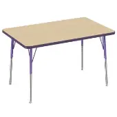 30 x 48 Rectangle T Molding Activity Table with Adjustable Standard Swivel Glide Legs Color Purple by Factory Direct Partners