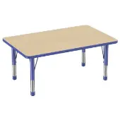 30 x 48 Rectangle Woodgrain Activity Table with Adjustable Chunky Legs Color Blue by Factory Direct Partners