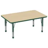 30 x 48 Rectangle Woodgrain Activity Table with Adjustable Chunky Legs Color Green by Factory Direct Partners