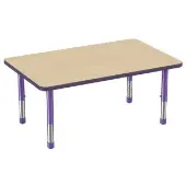 30 x 48 Rectangle Woodgrain Activity Table with Adjustable Chunky Legs Color Purple by Factory Direct Partners