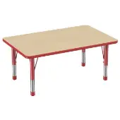 30 x 48 Rectangle Woodgrain Activity Table with Adjustable Chunky Legs Color Red by Factory Direct Partners
