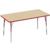 30 x 60 Rectangle Activity Table with Standard Legs Color Red by Factory Direct Partners
