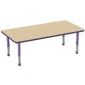 30 x 60 Rectangle Woodgrain Activity Table with Adjustable Chunky Legs Color Purple by Factory Direct Partners