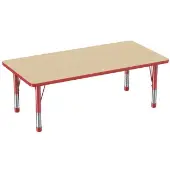 30 x 60 Rectangle Woodgrain Activity Table with Adjustable Chunky Legs Color Red by Factory Direct Partners