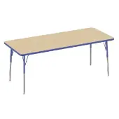 30 x 72 Rectangle La Madera Activity Table with Standard Legs Color Blue by Factory Direct Partners