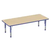 30 x 72 Rectangle Woodgrain Activity Table with Adjustable Chunky Legs Color Blue by Factory Direct Partners
