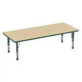 30 x 72 Rectangle Woodgrain Activity Table with Adjustable Chunky Legs Color Green by Factory Direct Partners