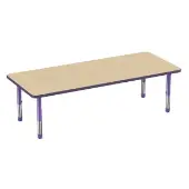30 x 72 Rectangle Woodgrain Activity Table with Adjustable Chunky Legs Color Purple by Factory Direct Partners