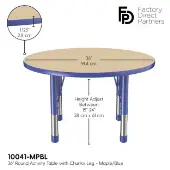 36 Round Thermofused Woodgrain Activity Table with Adjustable Chunky Legs Color Blue by Factory Direct Partners