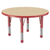 36 Round Thermofused Woodgrain Activity Table with Adjustable Chunky Legs Color Red by Factory Direct Partners
