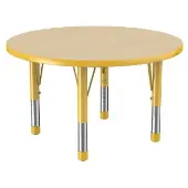 36 Round Thermofused Woodgrain Activity Table with Adjustable Chunky Legs Color Yellow by Factory Direct Partners