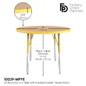 36 Round Thermofused Woodgrain Activity Table with Adjustable Standard Legs Color Yellow by Factory Direct Partners